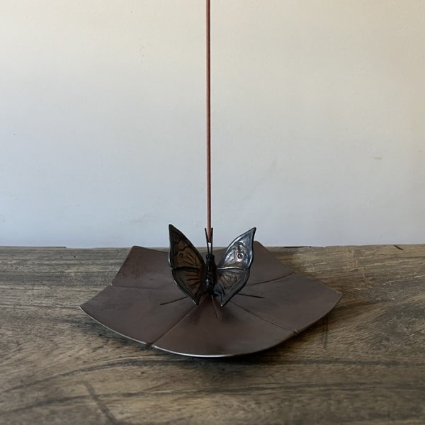 蝋型鋳金 蝶香立て